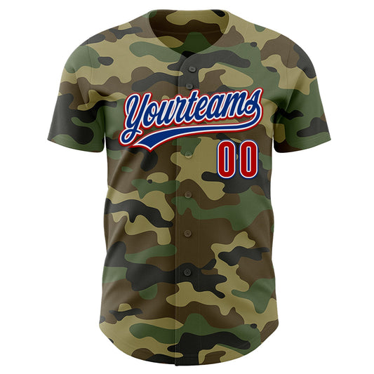 Custom Camo Red-Royal Authentic Salute To Service Baseball Jersey - Sky-Custom
