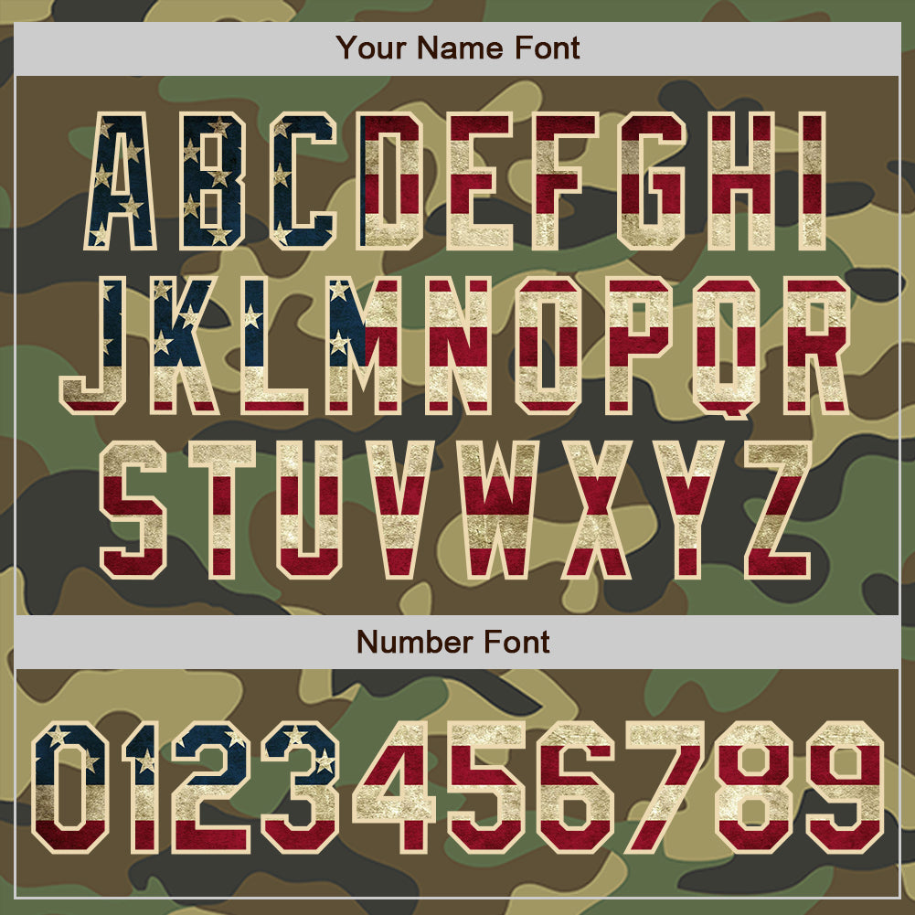 Custom Camo Vintage USA Flag-Cream Authentic Salute To Service Baseball Jersey - Sky-Custom