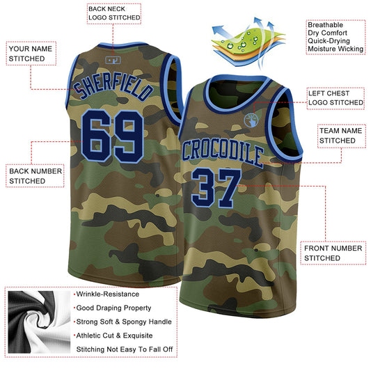 Custom Camo Navy-Light Blue Authentic Salute To Service Basketball Jersey - Sky-Custom