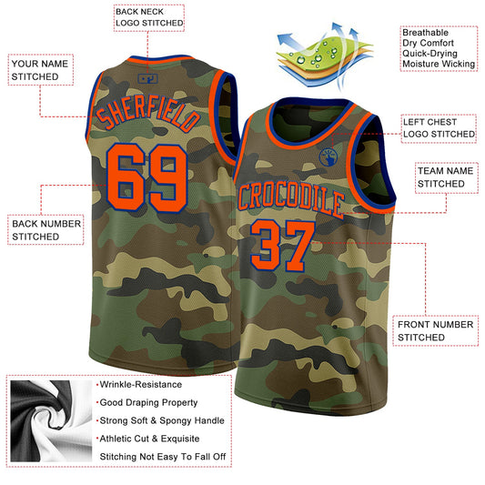 Custom Camo Orange-Royal Authentic Salute To Service Basketball Jersey - Sky-Custom