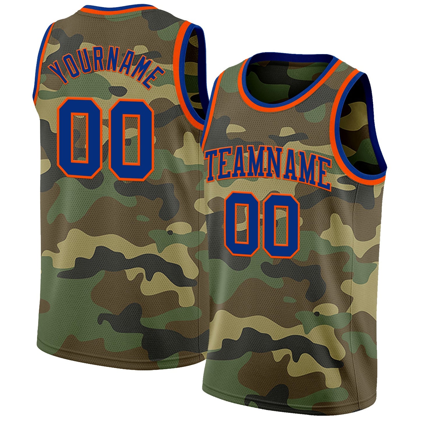 Custom Camo Royal-Orange Authentic Salute To Service Basketball Jersey - Sky-Custom