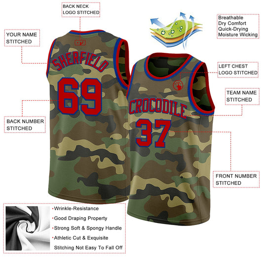 Custom Camo Red-Royal Authentic Salute To Service Basketball Jersey - Sky-Custom