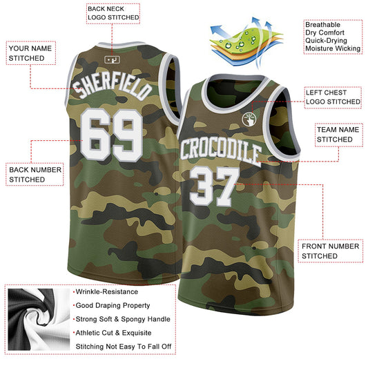 Custom Camo White-Gray Authentic Salute To Service Basketball Jersey - Sky-Custom