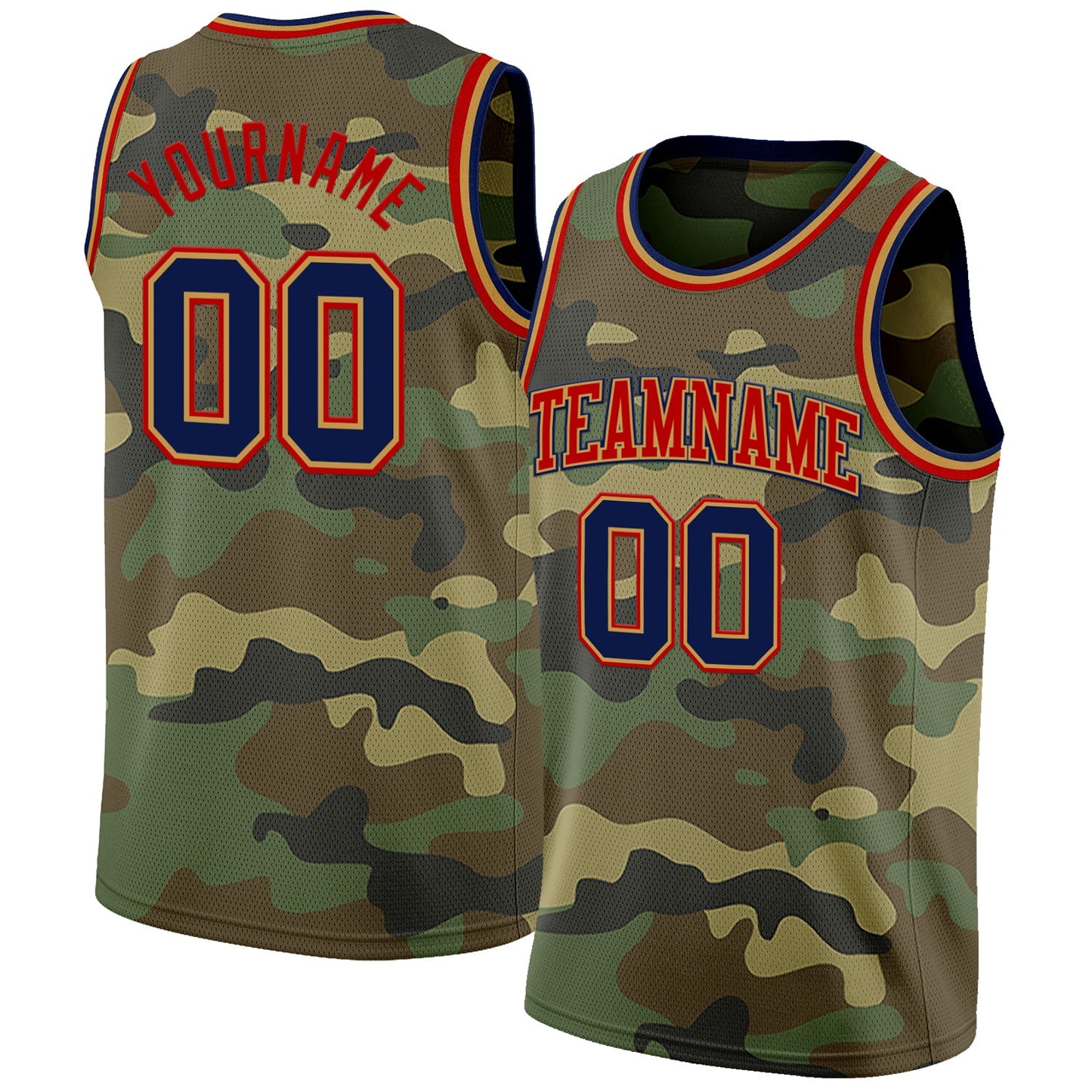 Custom Camo Navy Old Gold-Red Authentic Salute To Service Basketball Jersey - Sky-Custom