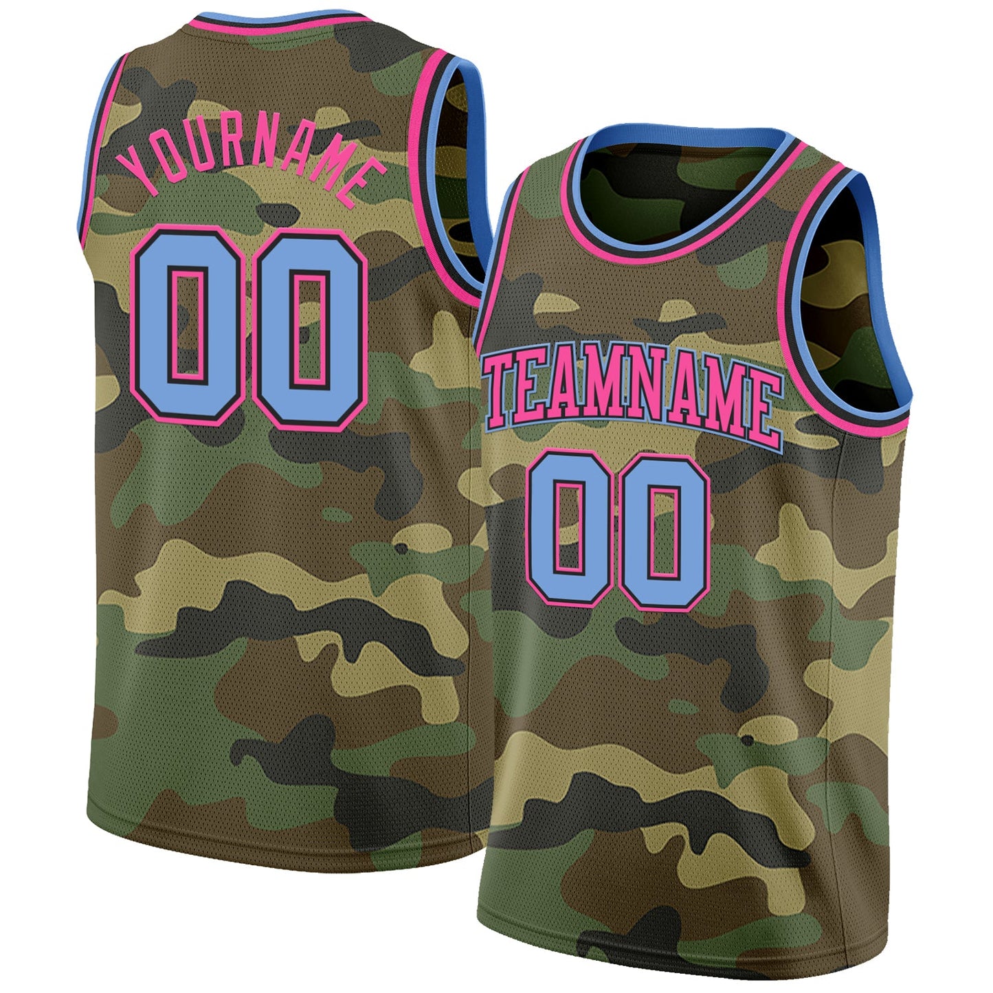 Custom Camo Light Blue Black-Pink Authentic Salute To Service Basketball Jersey - Sky-Custom