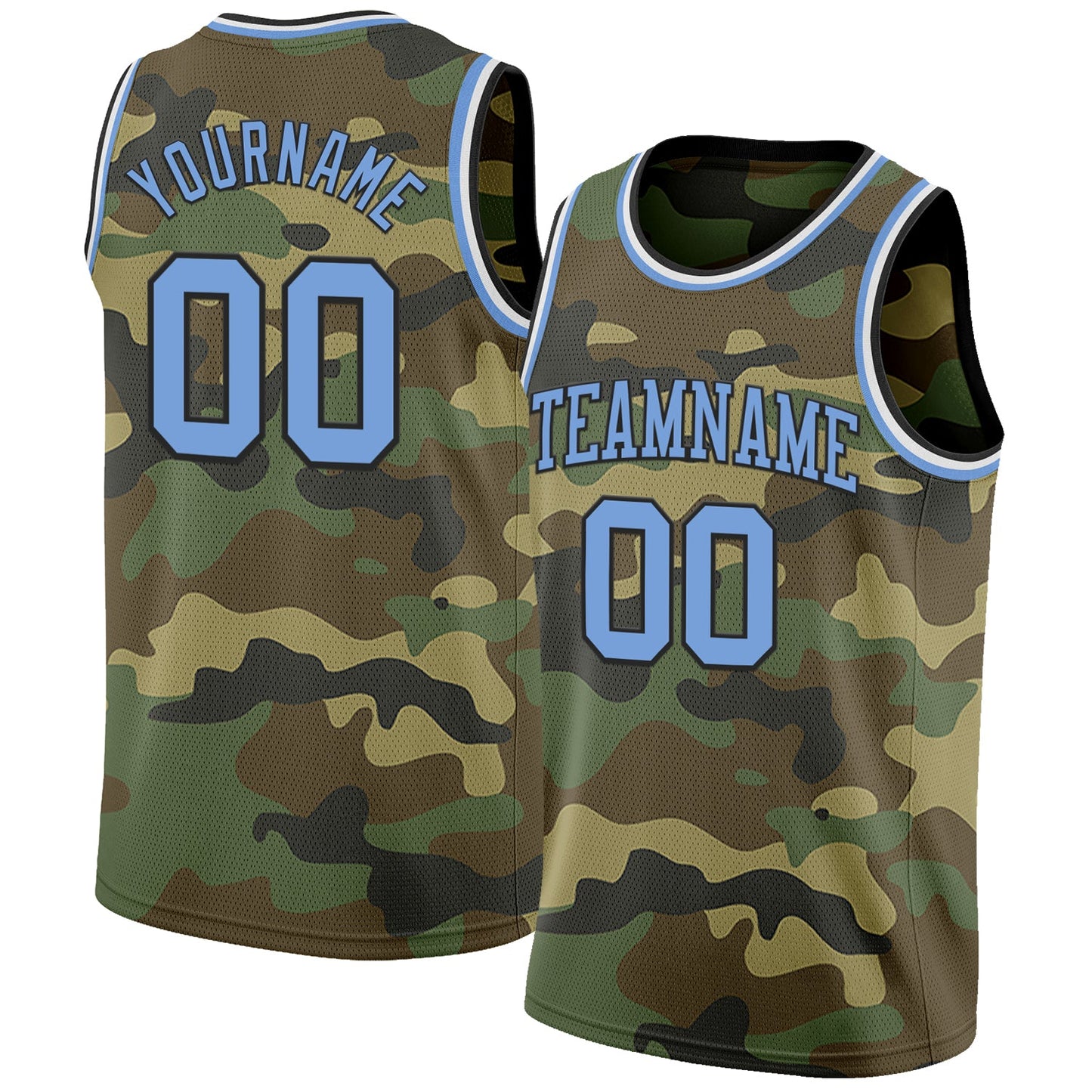Custom Camo Light Blue Black-White Authentic Salute To Service Basketball Jersey - Sky-Custom