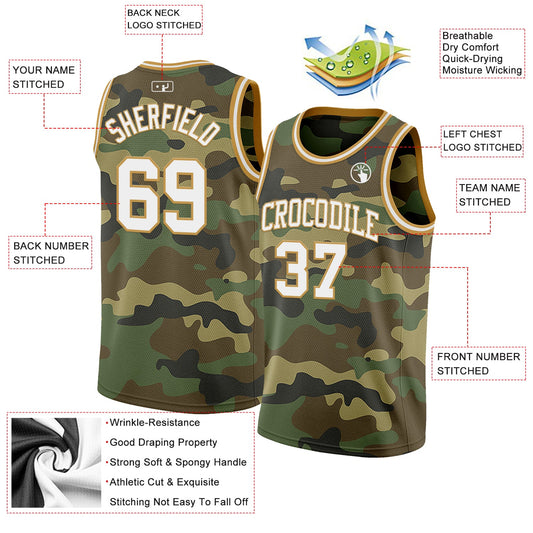 Custom Camo White-Old Gold Authentic Salute To Service Basketball Jersey - Sky-Custom