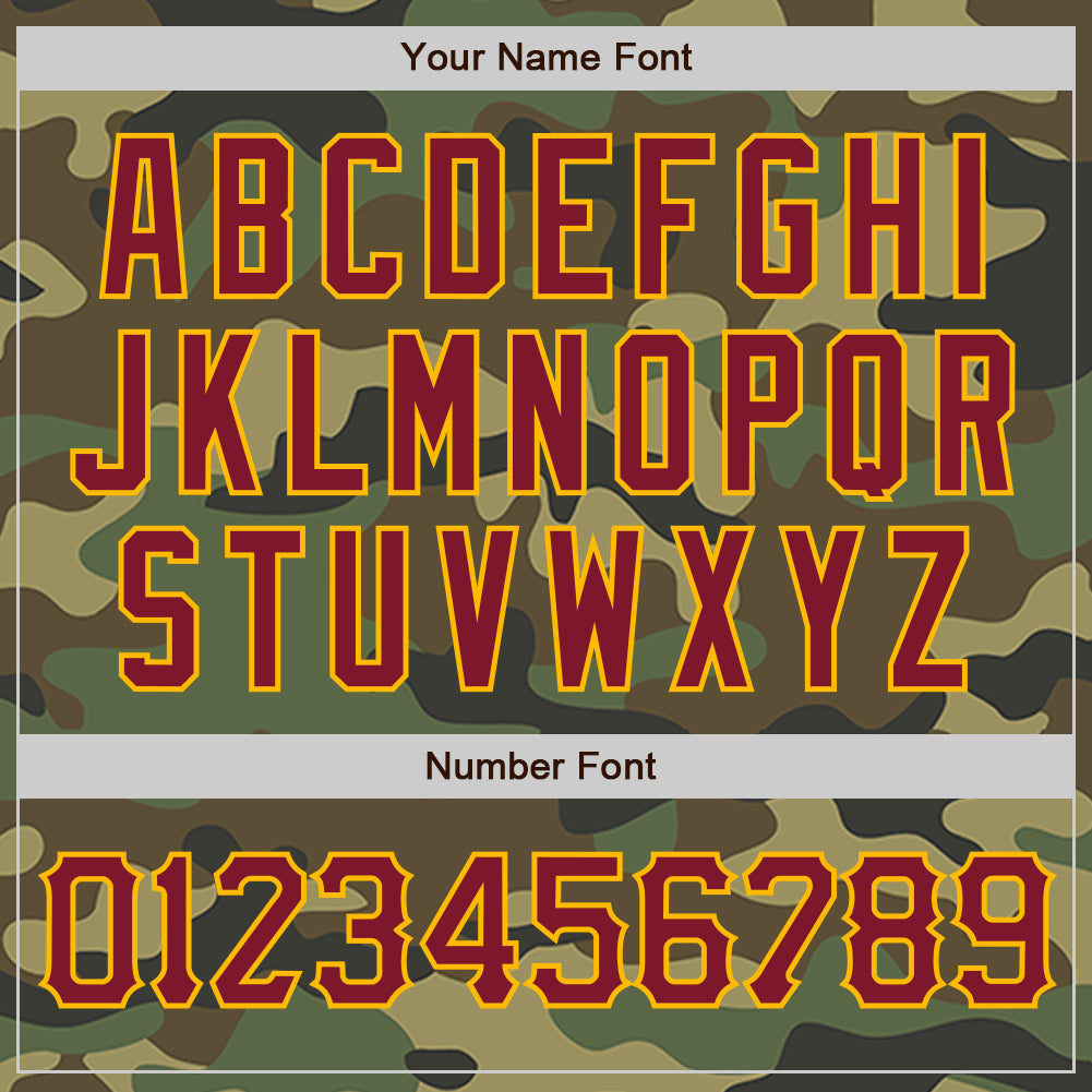 Custom Camo Crimson-Gold Authentic Salute To Service Baseball Jersey - Sky-Custom