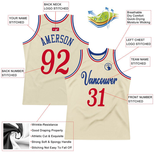 Custom Cream Red-Royal Authentic Throwback Basketball Jersey - Sky-Custom