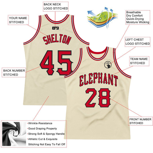 Custom Cream Red-Black Authentic Throwback Basketball Jersey - Sky-Custom