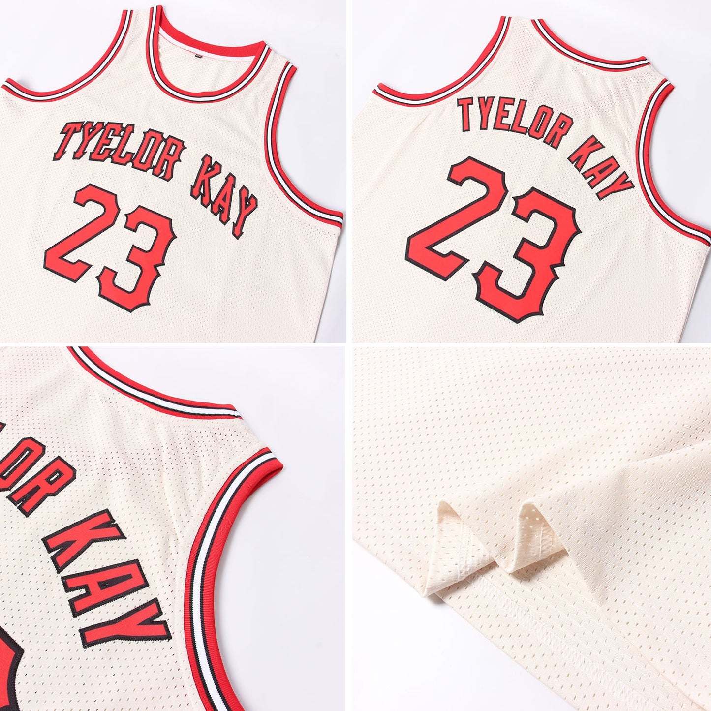 Custom Cream Red-Black Authentic Throwback Basketball Jersey - Sky-Custom