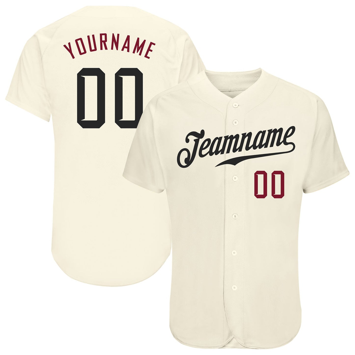 Custom Cream Black-Crimson Authentic Baseball Jersey - Sky-Custom