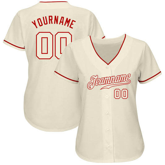 Custom Cream Cream-Red Authentic Baseball Jersey - Sky-Custom