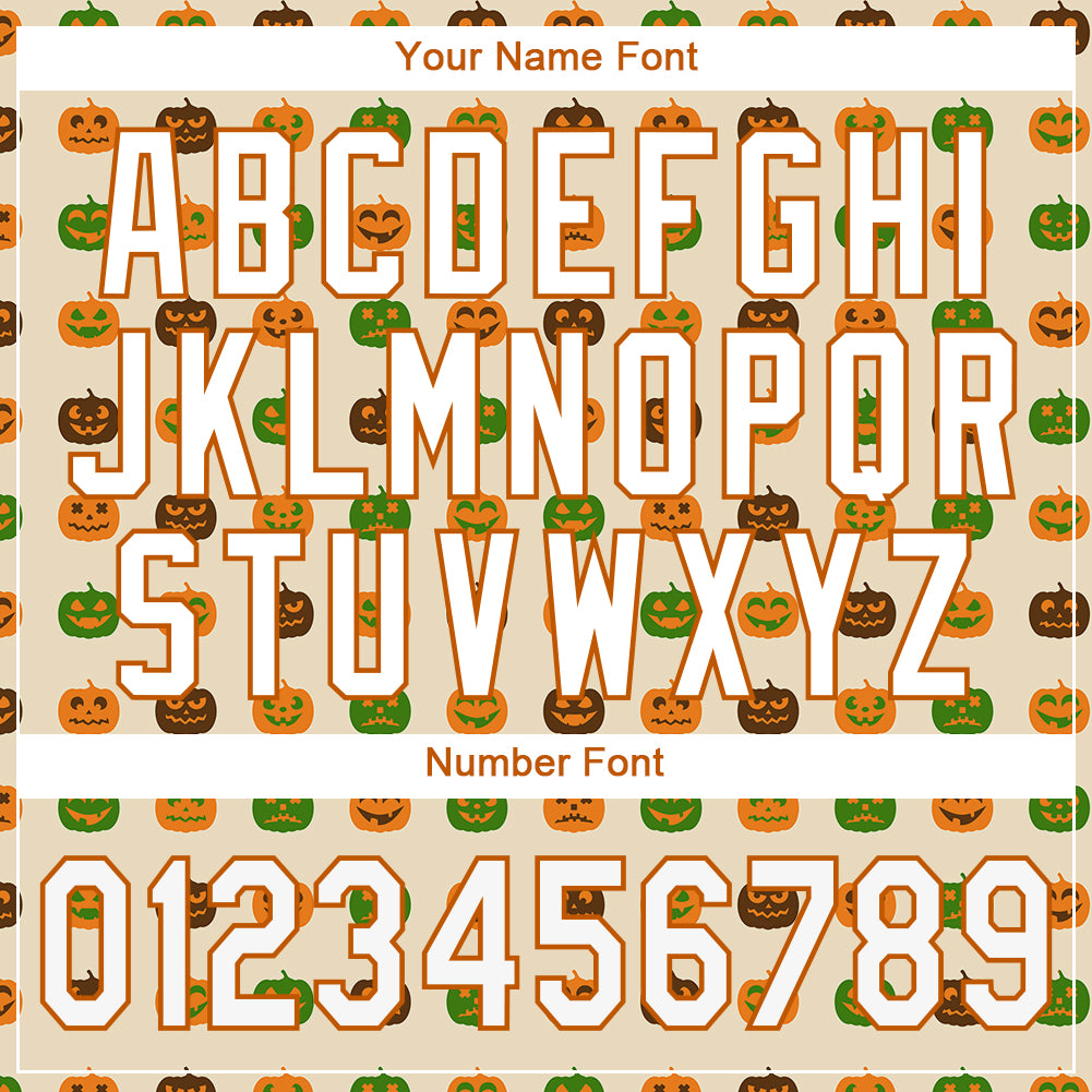 Custom Cream White-Texas Orange 3D Pattern Design Halloween Pumpkins Authentic Baseball Jersey - Sky-Custom
