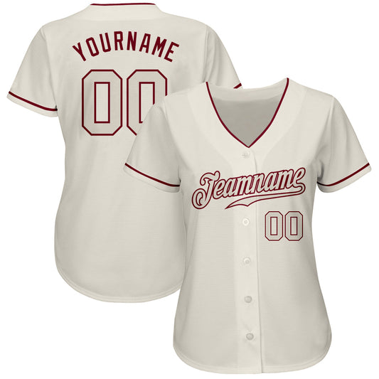 Custom Cream Cream-Crimson Authentic Baseball Jersey - Sky-Custom