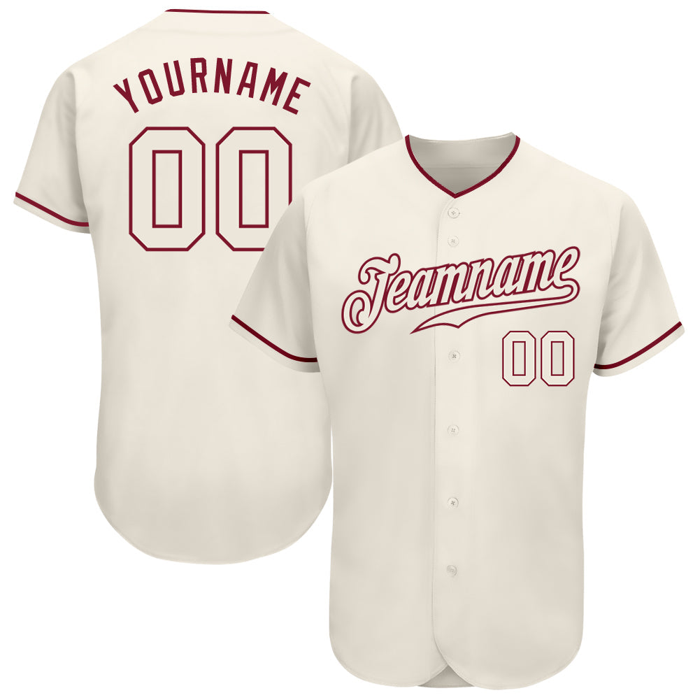 Custom Cream Cream-Crimson Authentic Baseball Jersey - Sky-Custom