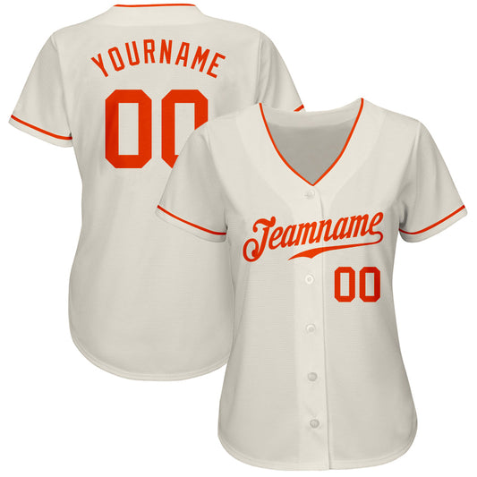 Custom Cream Orange Authentic Baseball Jersey - Sky-Custom
