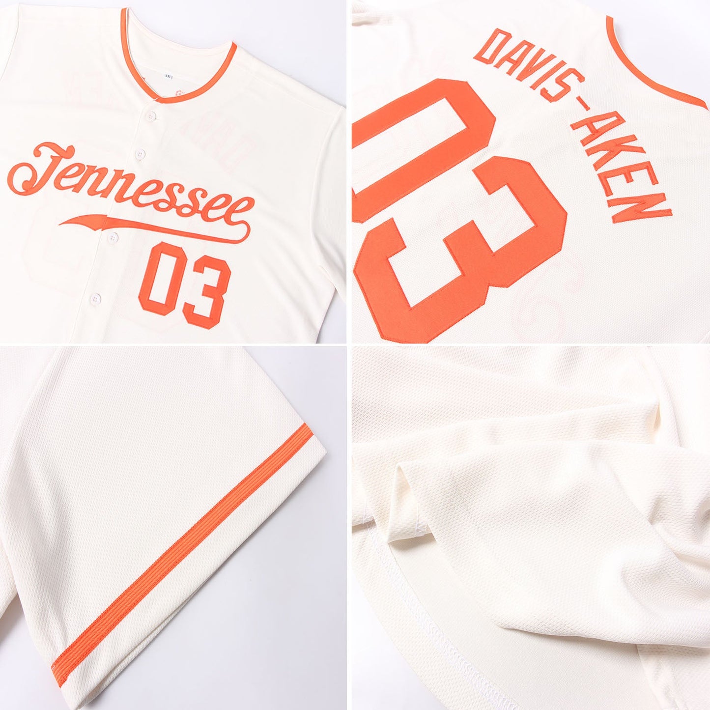Custom Cream Orange Authentic Baseball Jersey - Sky-Custom