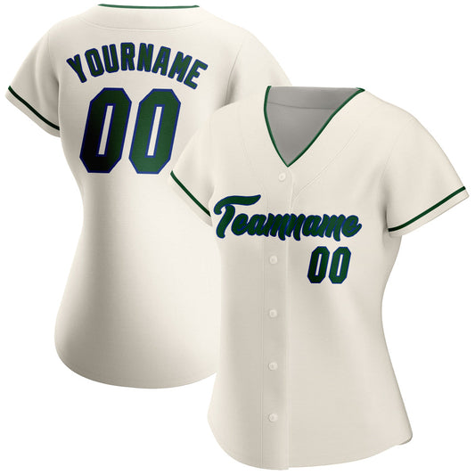 Custom Cream Green-Royal Authentic Baseball Jersey - Sky-Custom