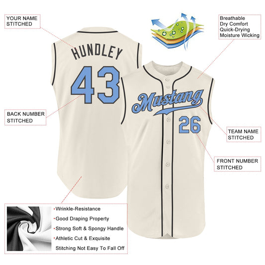 Custom Cream Light Blue-Steel Gray Authentic Sleeveless Father's Day Baseball Jersey - Sky-Custom