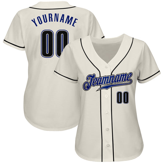 Custom Cream Black-Royal Authentic Baseball Jersey - Sky-Custom