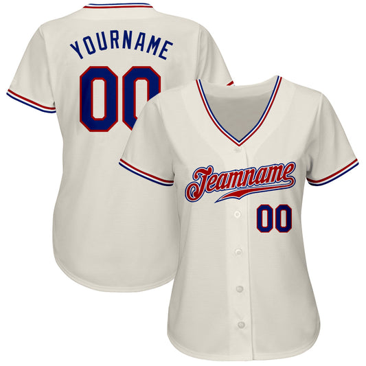 Custom Cream Royal-Red Authentic Baseball Jersey - Sky-Custom
