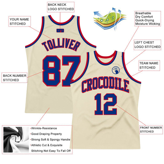 Custom Cream Royal-Red Authentic Throwback Basketball Jersey - Sky-Custom