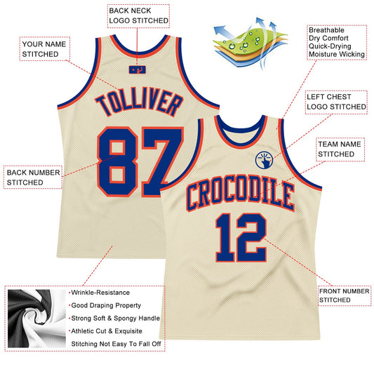 Custom Cream Royal-Orange Authentic Throwback Basketball Jersey - Sky-Custom