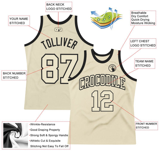 Custom Cream Cream-Black Authentic Throwback Basketball Jersey - Sky-Custom