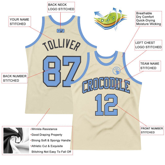 Custom Cream Light Blue-Steel Gray Authentic Throwback Basketball Jersey - Sky-Custom