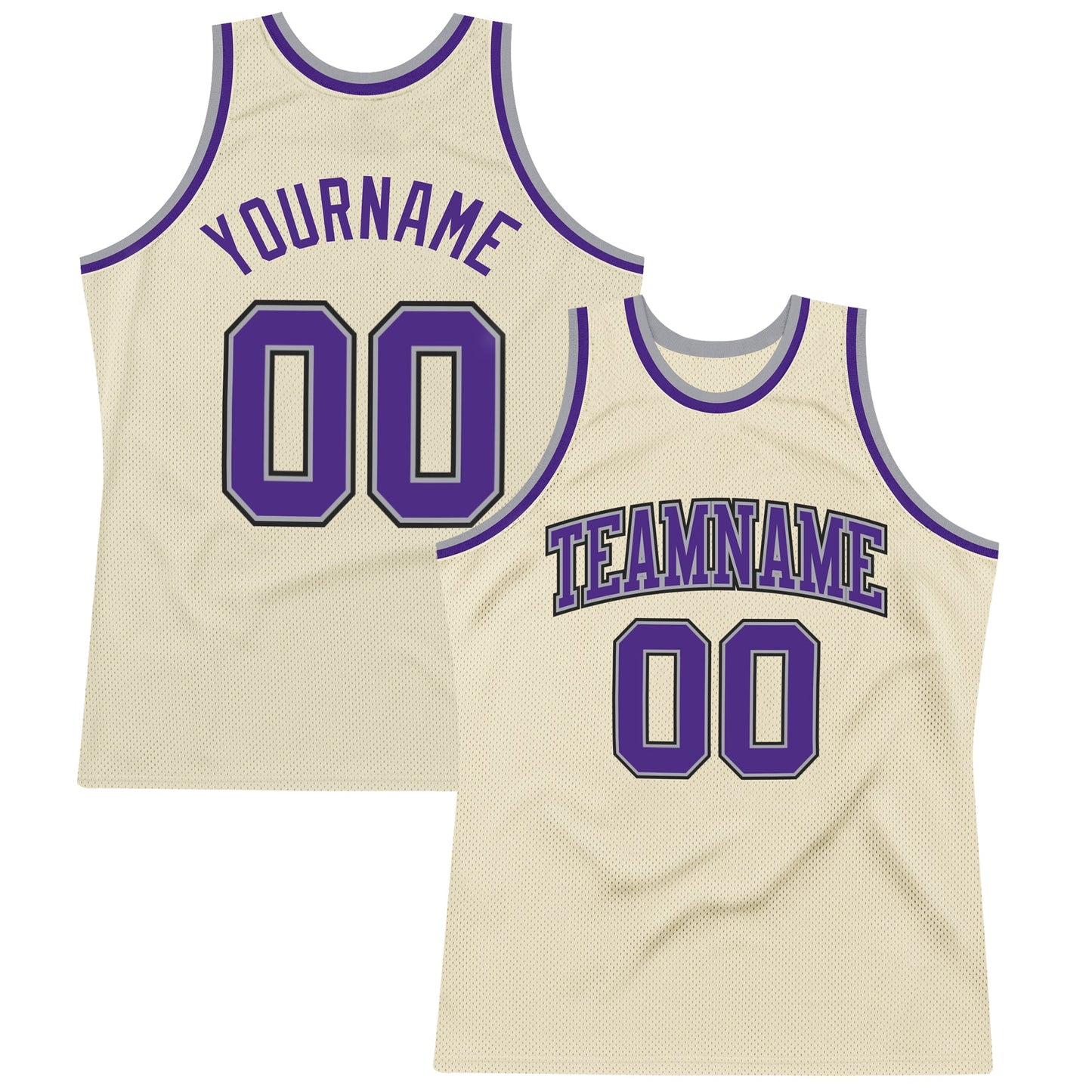 Custom Cream Purple-Gray Authentic Throwback Basketball Jersey - Sky-Custom