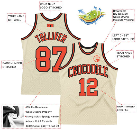 Custom Cream Orange-Black Authentic Throwback Basketball Jersey - Sky-Custom