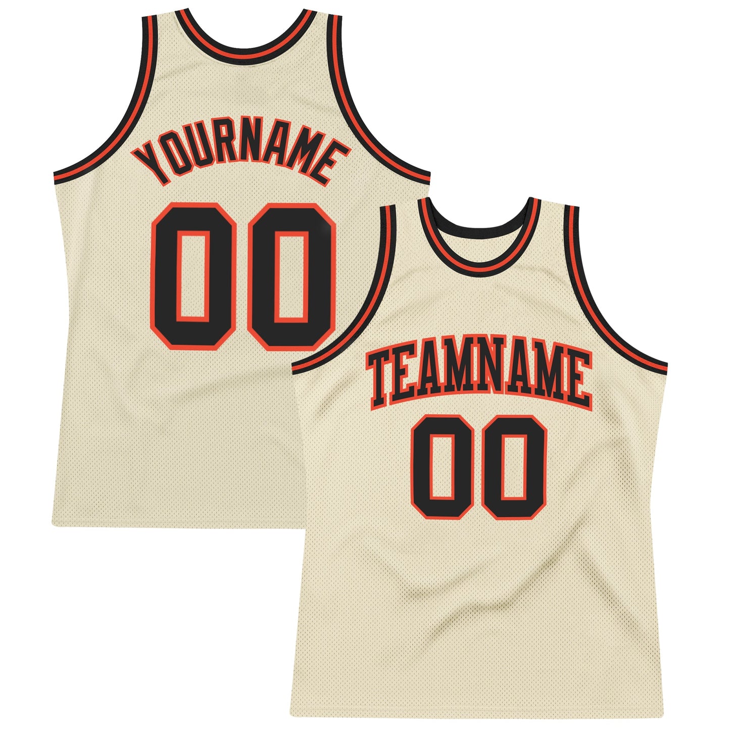Custom Cream Black-Orange Authentic Throwback Basketball Jersey - Sky-Custom