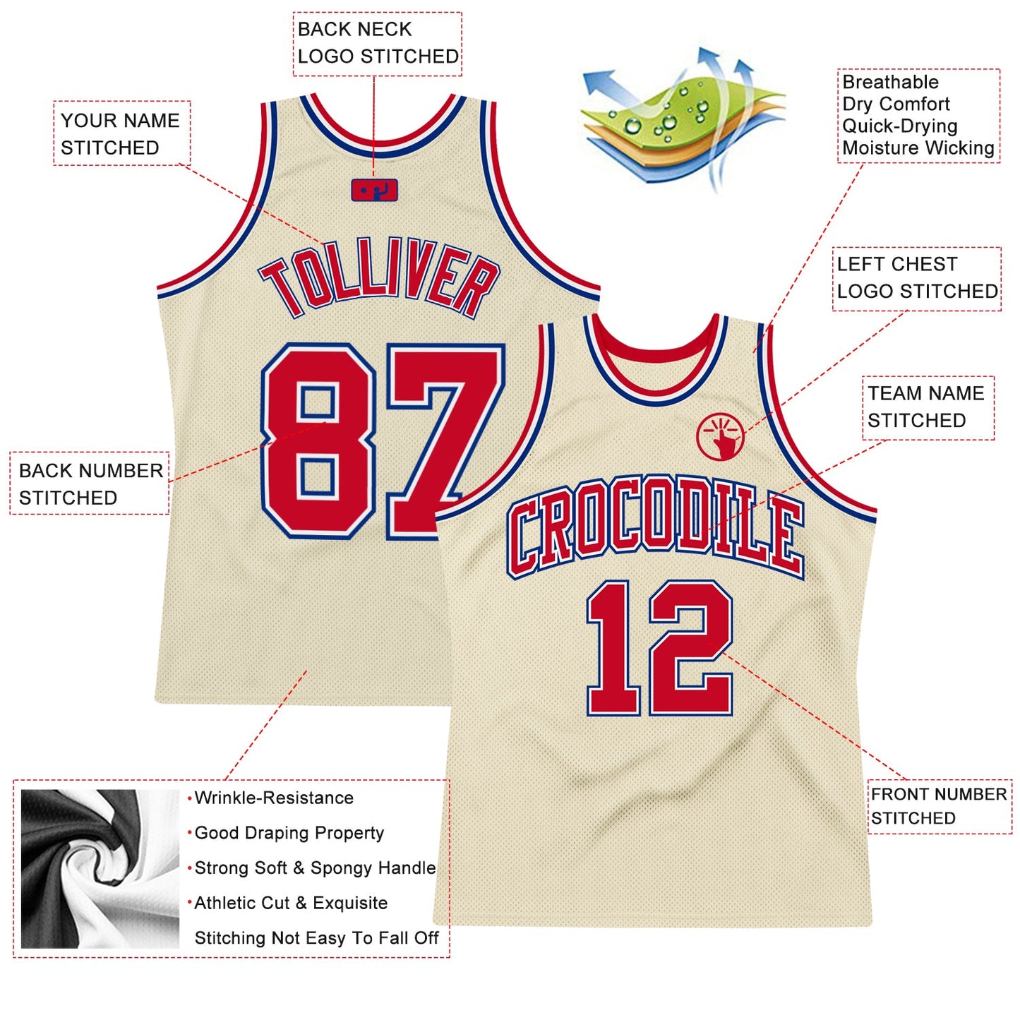 Custom Cream Red-Royal Authentic Throwback Basketball Jersey - Sky-Custom