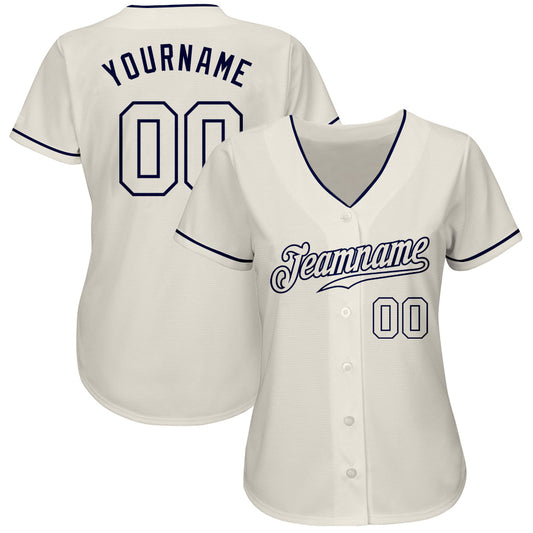Custom Cream Cream-Navy Authentic Baseball Jersey - Sky-Custom