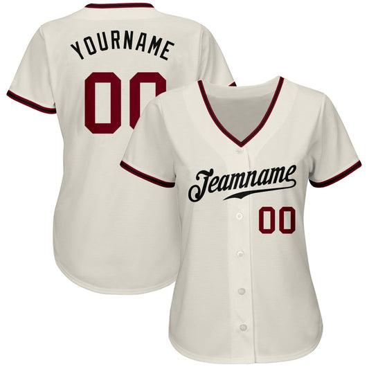 Custom Cream Crimson-Black Authentic Baseball Jersey - Sky-Custom