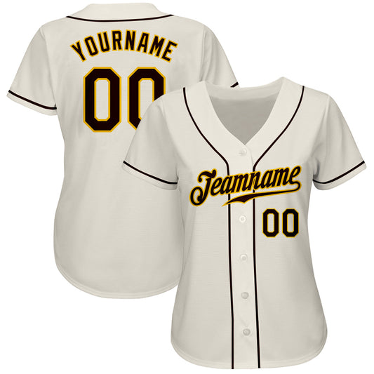 Custom Cream Brown-Gold Authentic Baseball Jersey - Sky-Custom