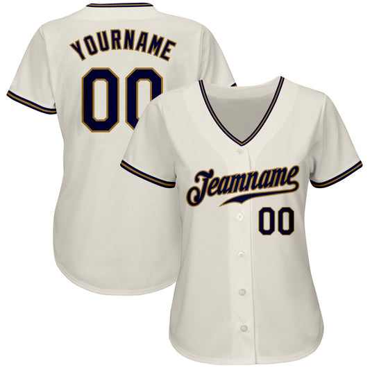 Custom Cream Navy-Old Gold Authentic Baseball Jersey - Sky-Custom