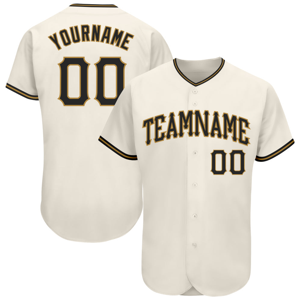 Custom Cream Black-Old Gold Authentic Baseball Jersey - Sky-Custom