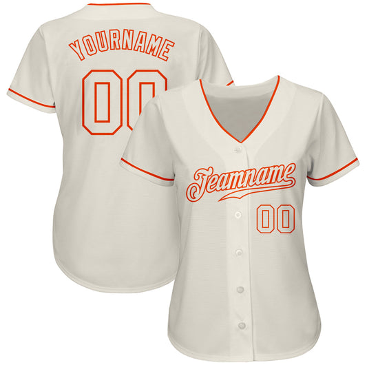 Custom Cream Cream-Orange Authentic Baseball Jersey - Sky-Custom