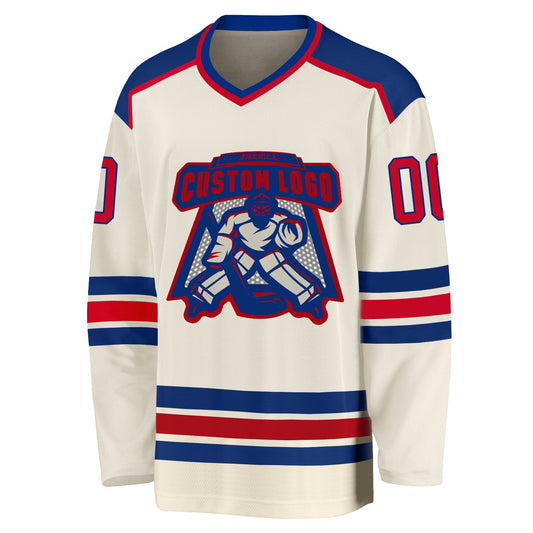 Custom Cream Red-Royal Hockey Jersey - Sky-Custom