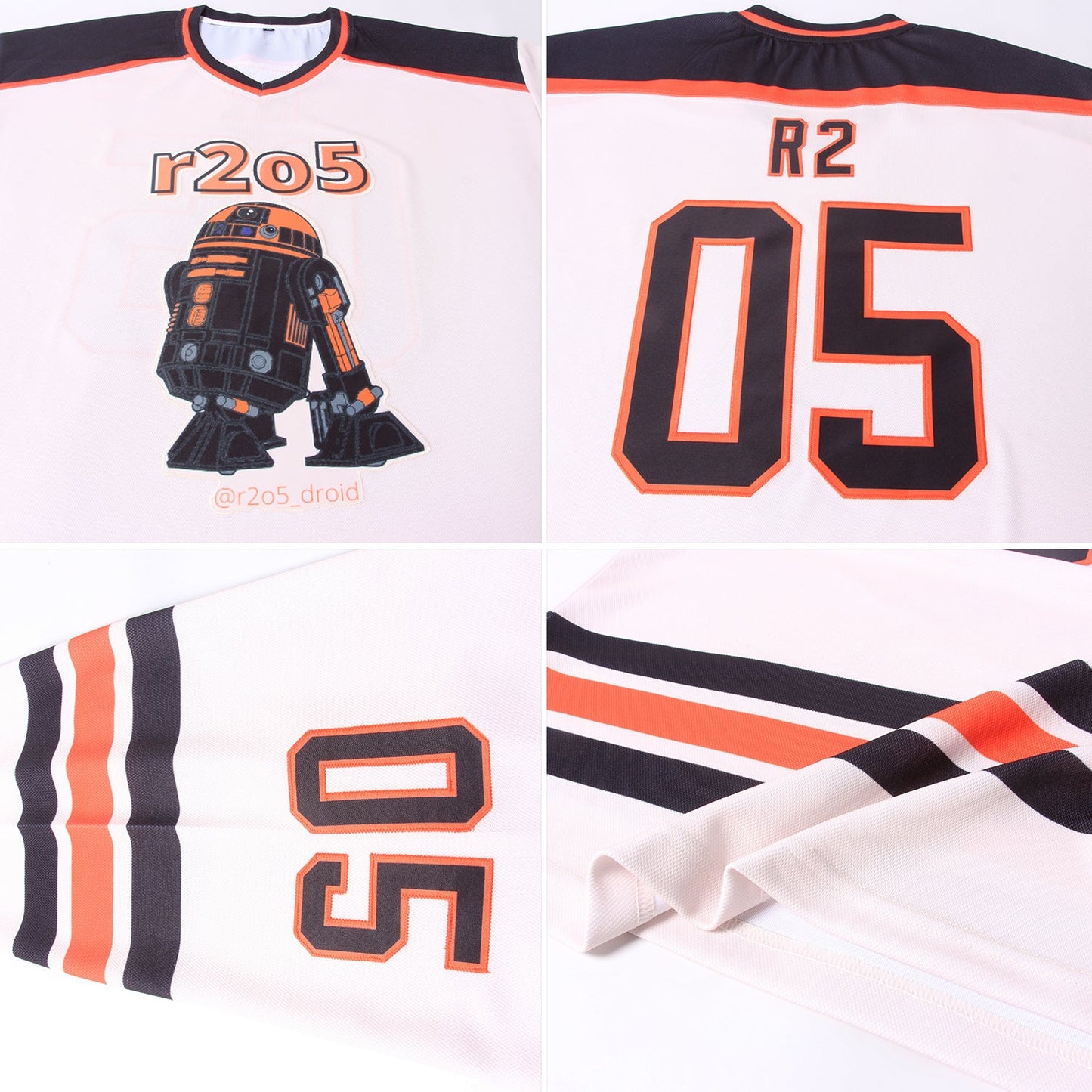 Custom Cream Black-Orange Hockey Jersey - Sky-Custom