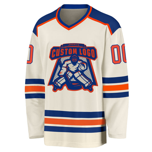Custom Cream Orange-Royal Hockey Jersey - Sky-Custom