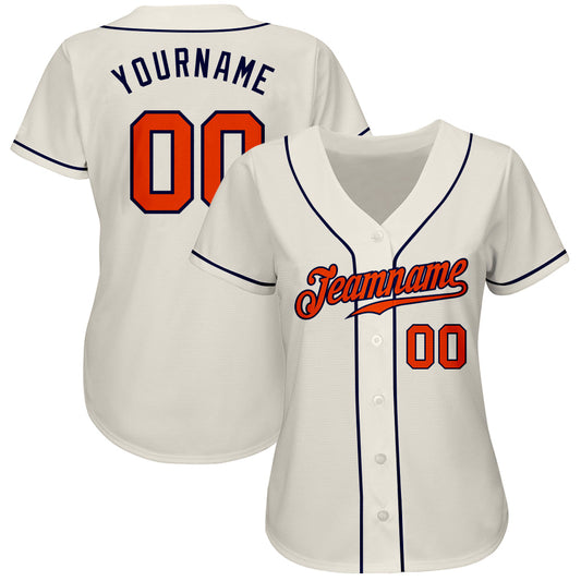 Custom Cream Orange-Navy Authentic Baseball Jersey - Sky-Custom