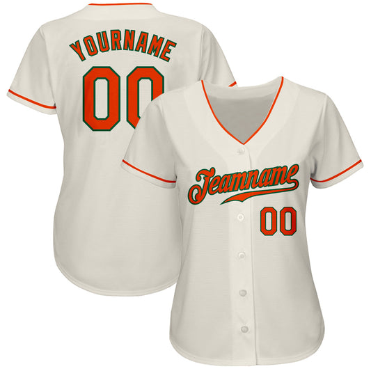 Custom Cream Orange-Kelly Green Authentic Baseball Jersey - Sky-Custom
