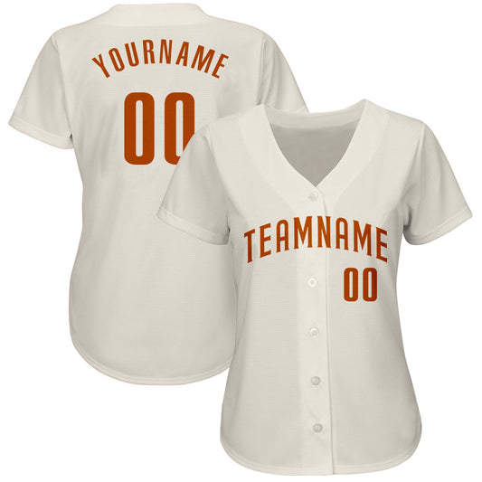 Custom Cream Texas Orange Authentic Baseball Jersey - Sky-Custom