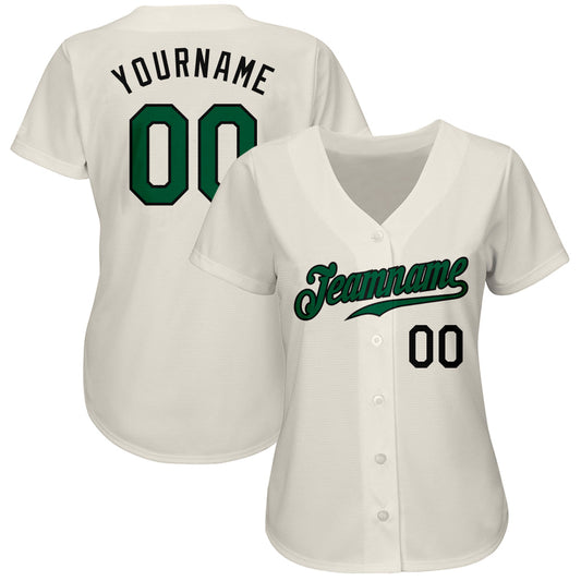 Custom Cream Kelly Green-Black Authentic Baseball Jersey - Sky-Custom