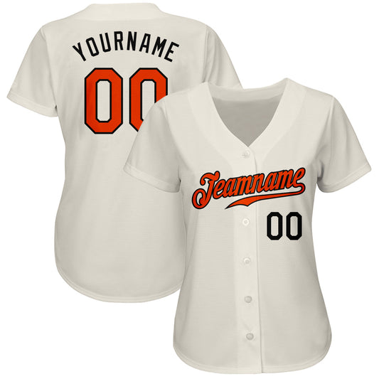 Custom Cream Orange-Black Authentic Baseball Jersey - Sky-Custom