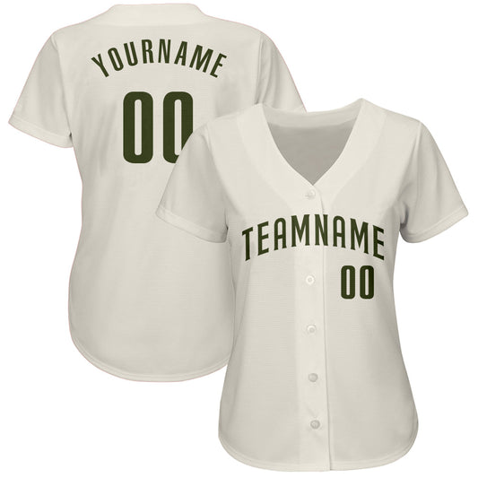 Custom Cream Olive Authentic Baseball Jersey - Sky-Custom