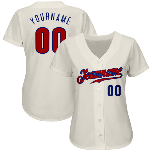Custom Cream Red-Royal Authentic Baseball Jersey - Sky-Custom